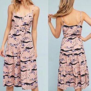 The Odells x Anthropologie Larissa Pink Patterned Down Dress Women’s Size XS